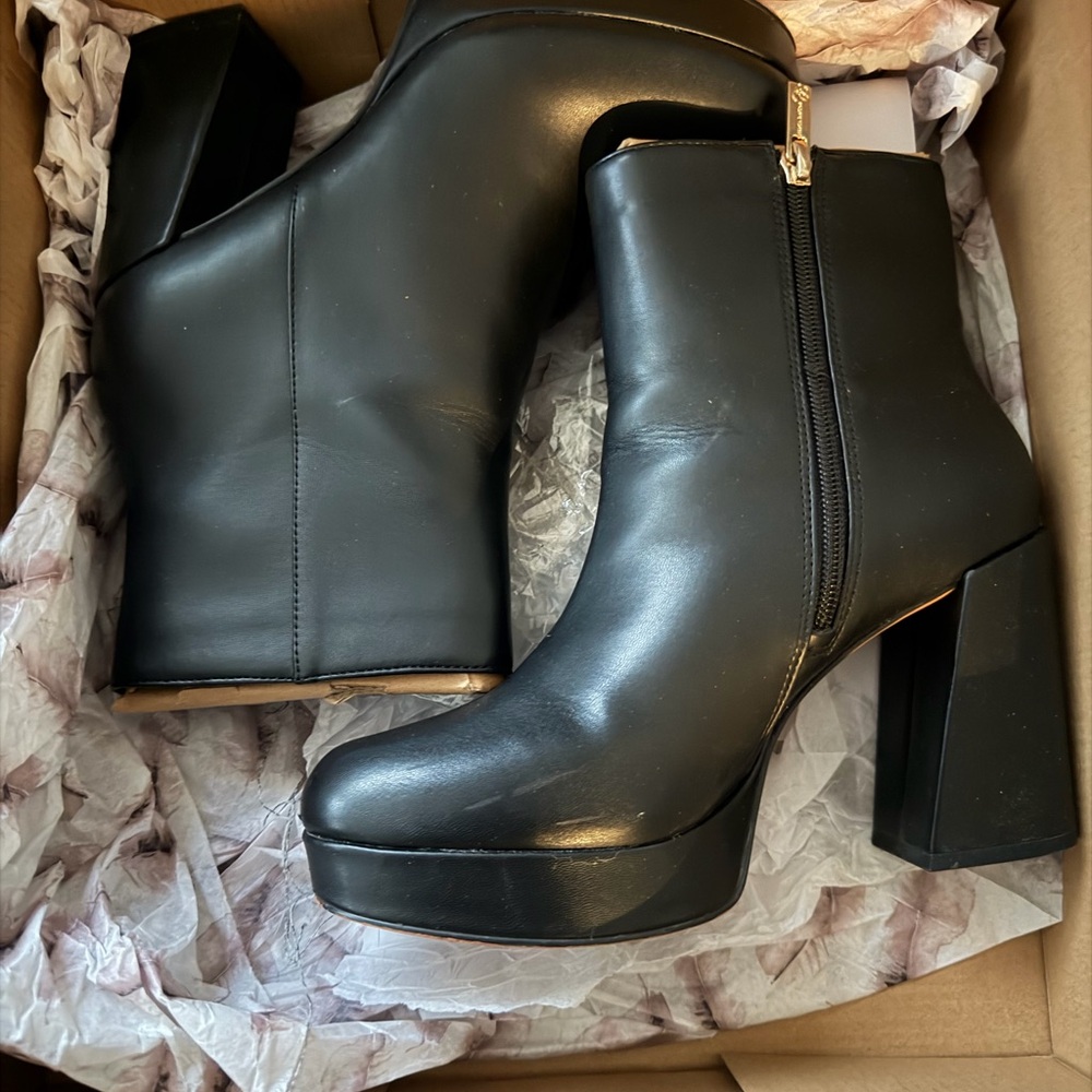Jessica Simpson Black Platform Block Heel Ankle Booties